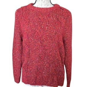 A New Day Ladies Size Small Red  Marled Cable Knit Thick & Cozy Sweater